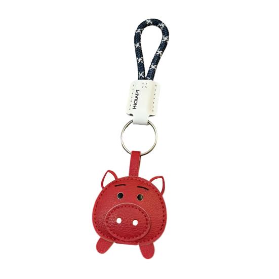 

Keychain Pendant Imitation Leather 3D Piggy Shape Key Pendant with Metal Ring Anti-Slip Lanyard Bag Charm Accessory красный