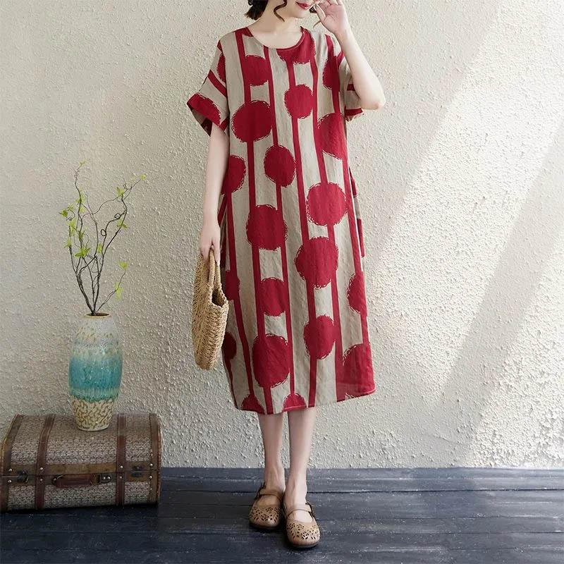 

Юбка для женщин из хлопка, летняя, больших размеров, свободная, цветочная, винтажная, однотонная, юбка, повседневная, с принтом, мягкая, длинная, праздничные платья One Size