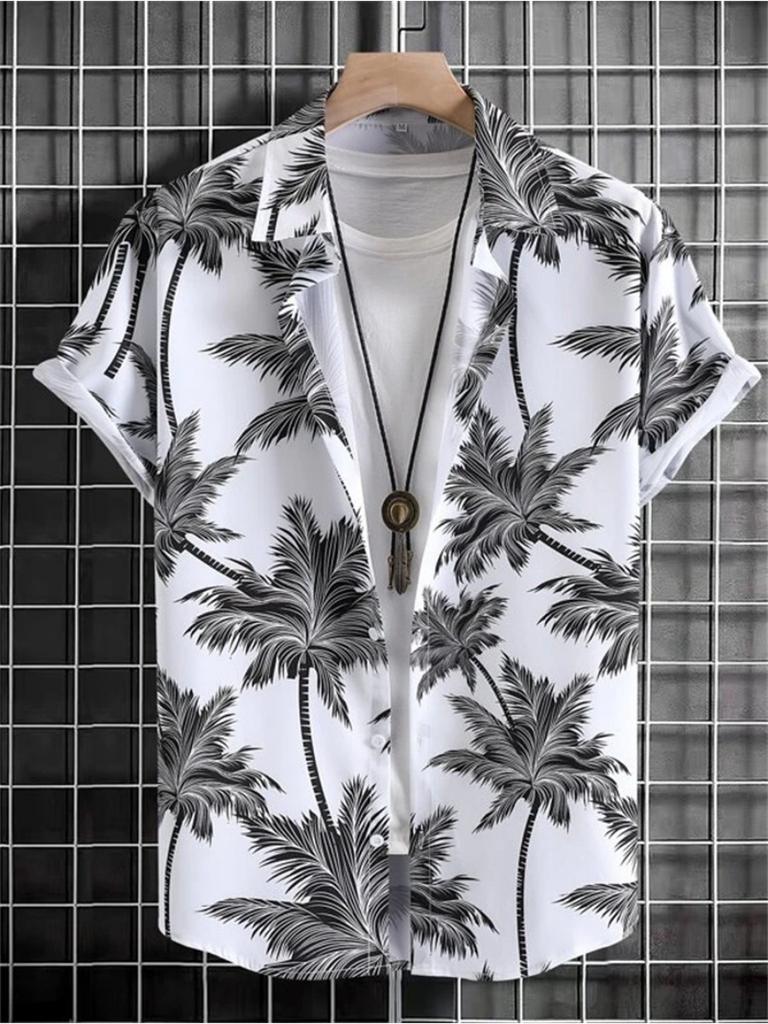 Hawaiian 3D Print Coconut Tree Top Men's Summer Beach Casual Clothing Street Outdoor Men's Shirt Loose Men's Clothing