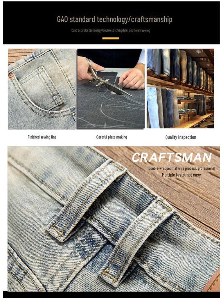 2024 Pánské Slim Fit Světlé Retro Elastické Džíny – Trendy a Všestranné