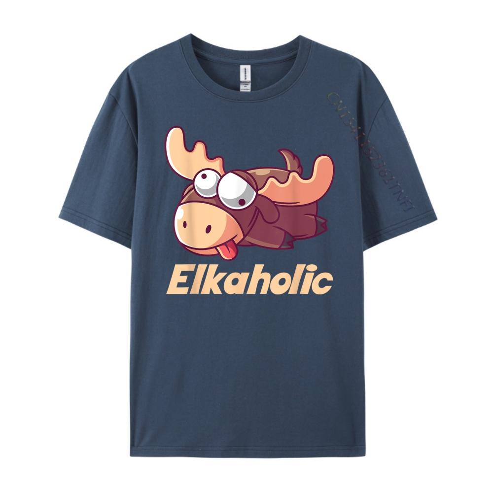

Elkaholic Alcoholic Shirt For Men Black Graphic T Shirts High Quality Mens TShirt 4XL