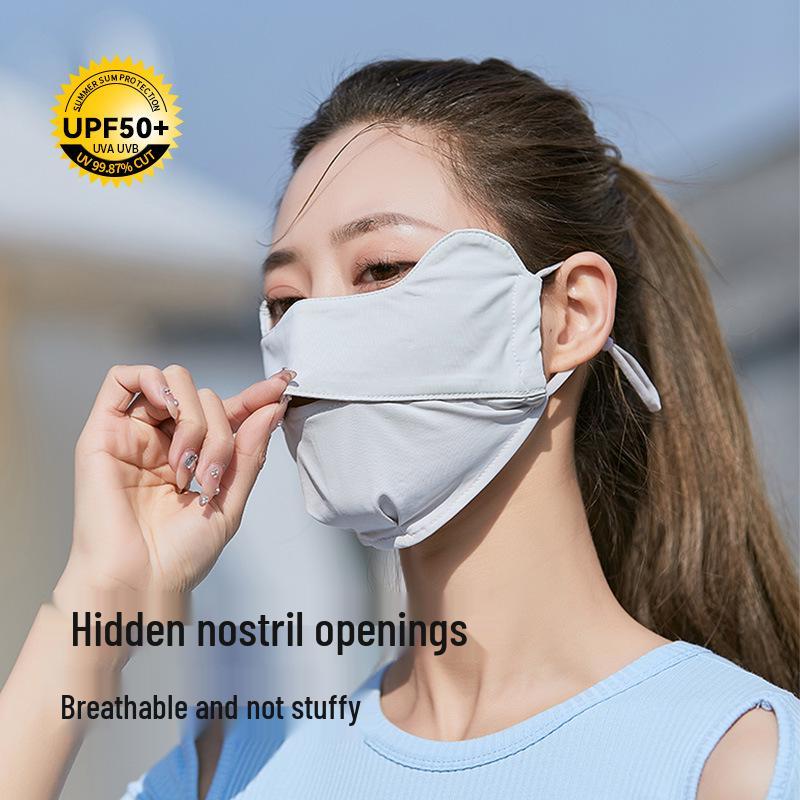 Ono Blush High-End Facekini: Ice Silk UV Protection, Breathable Sunscreen Mask with Eye Corner Shield for Women