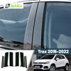 Glossy Black Carbon Fiber Window Door Deal B C Pillar Post Cover Sticker For Chevrolet Trax 2015- 2016 2017 2018