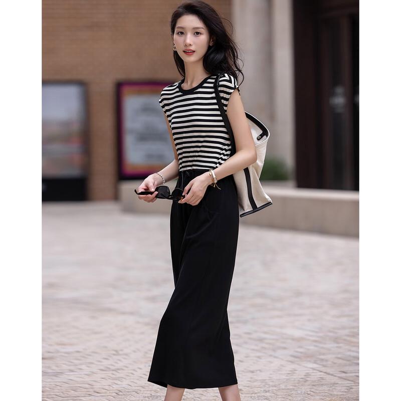 Demana Striped Midi Dress with Adjustable Waist