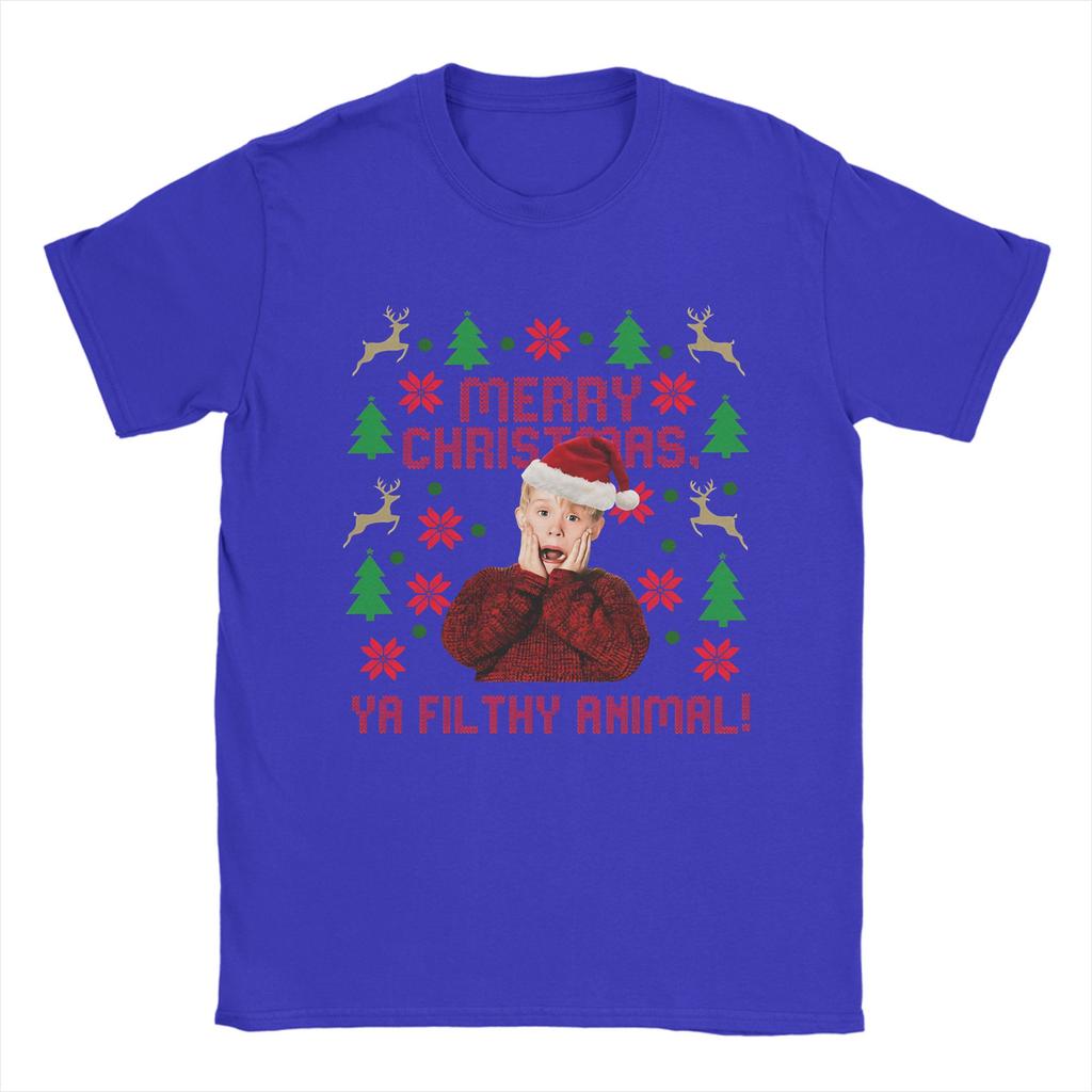 Merry Christmas Ya Filthy Animal Kevin Home Alone Men T Shirt Merry Christmas Tee Crewneck TShirt 100 Cotton Summer Clothes