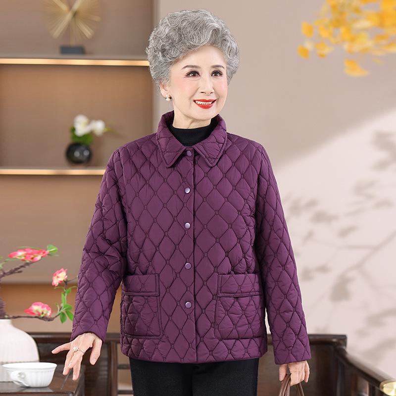 Mom's 2025 Lightweight Autumn-Winter Cotton Jacket for Middle-Aged & Elderly Women - Warm, Thin, Small Cotton Coat for Grandma