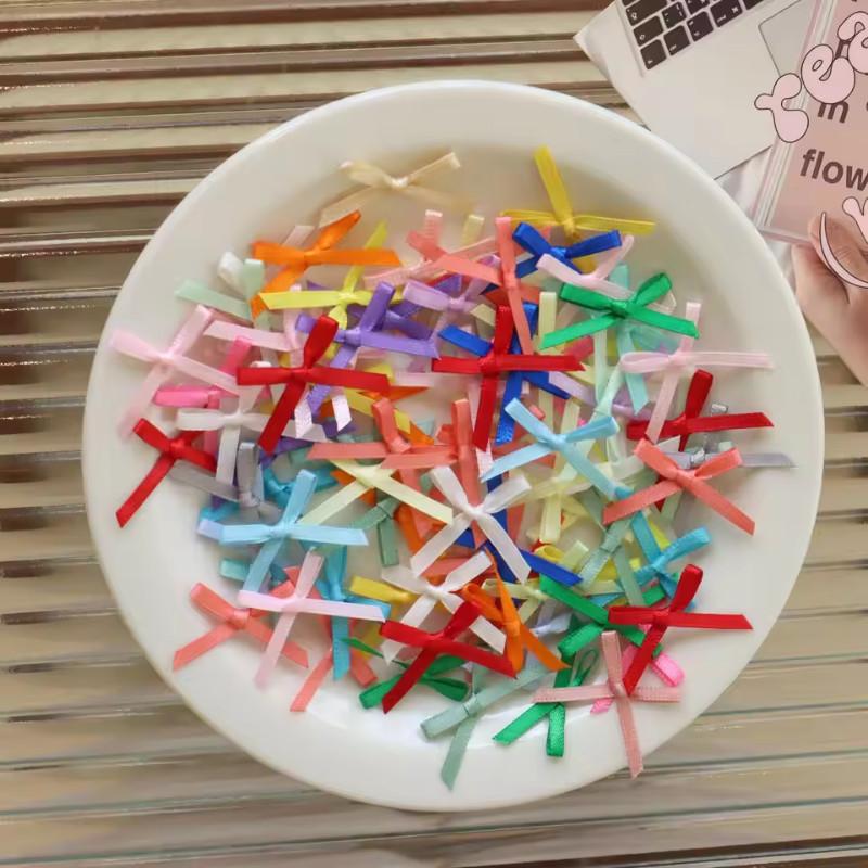 100pc 3cm Mini Ribbon Bows Flower for Sewing Appliques Crafts Decoration Hair Accessories Wedding Gift Box Ornament Supplies