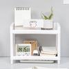1PC PP Desktop Double Layer Storage Rack Rectangular White Organizing Student Desk Office Cosmetics Stationery