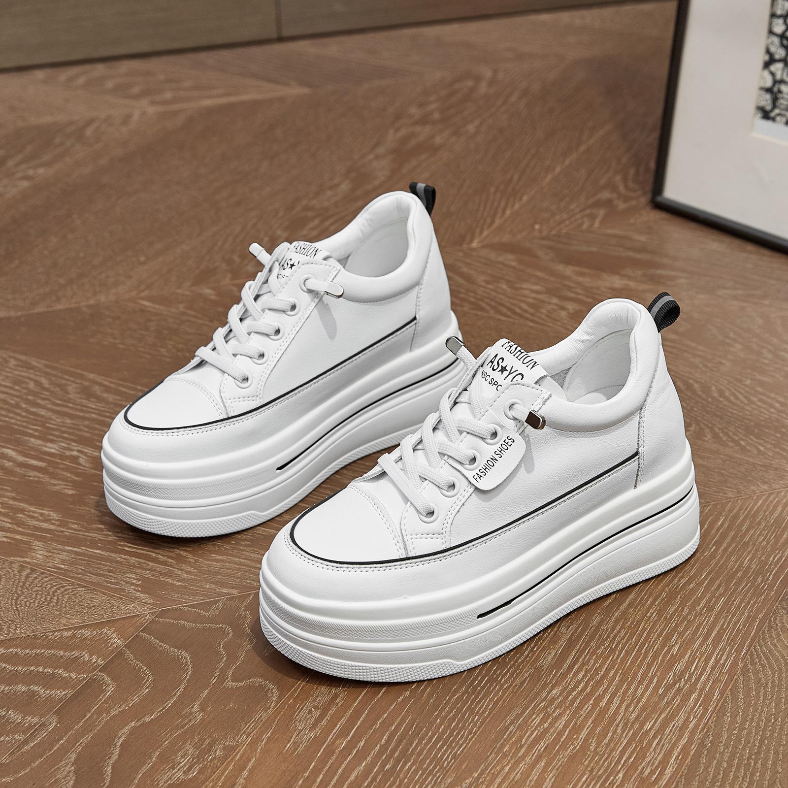 

Board shoes women s inner height increase women s shoes muffin thick sole spring and summer leather new mesh breathable white shoes women 34