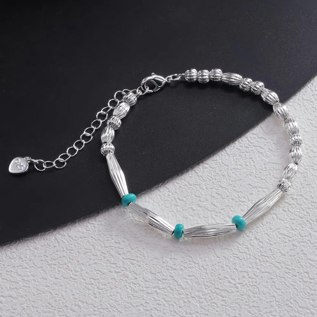 PANJBJ 925 Sterling Silver Red Agate Bead Bracelet for Women Fish Shape Retro Bead Design Versatile Jewelry Gifts Dropshipping