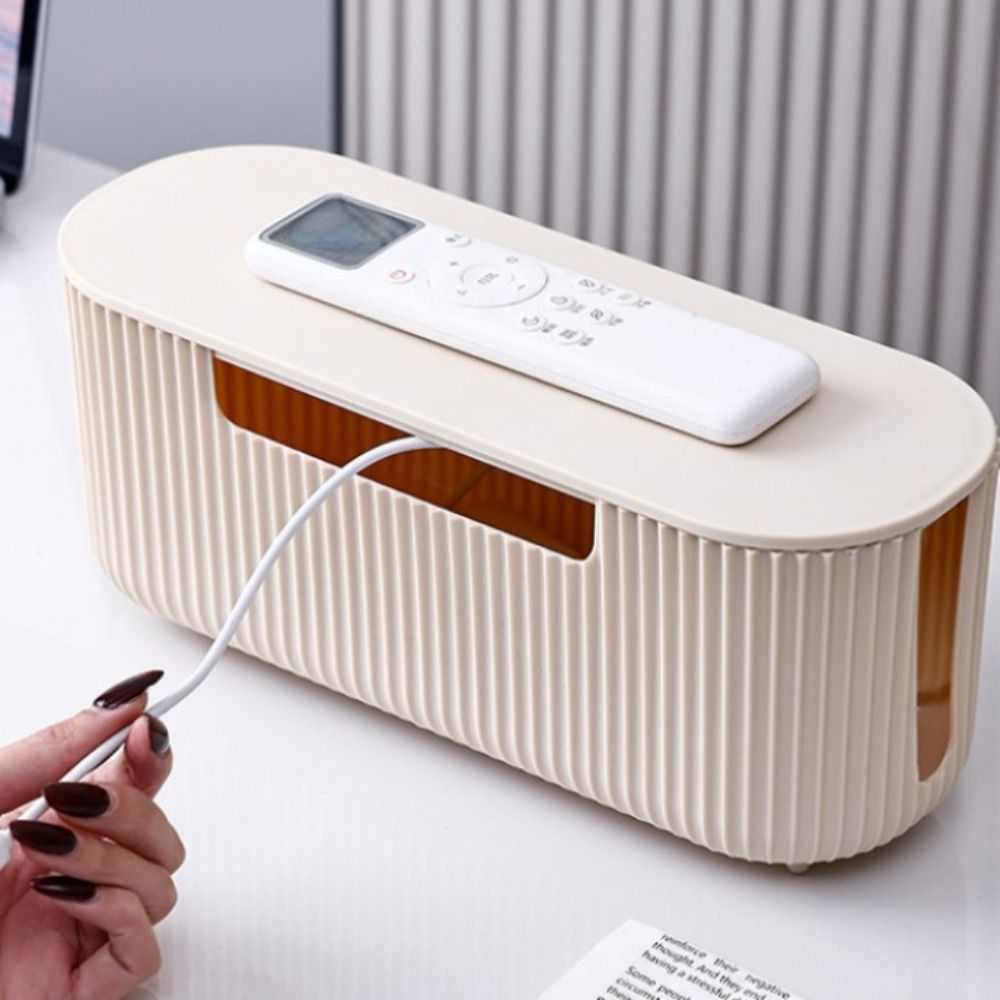 Quality Desktop Cable Storage Box with Lid Multi-Functional Power Strip Storage Box Dustproof Cable Organizer Household