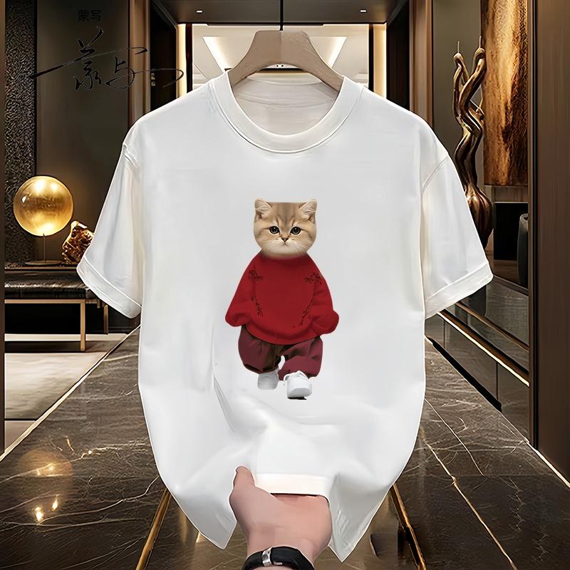 Cotton American Short-sleeved T-shirt Men's and Women's Summer Loose Round Neck Design Sense Niche Versatile Top