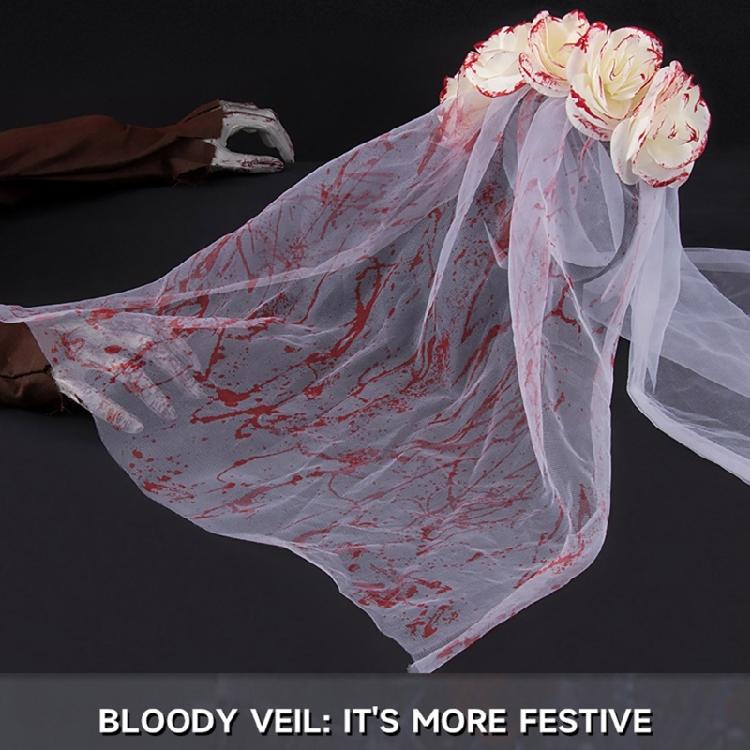 Spooky Gothic Bride Headwear Flower Headband Veil for Halloween Parties Masquerades Mask Day of the Death Bridal Costume