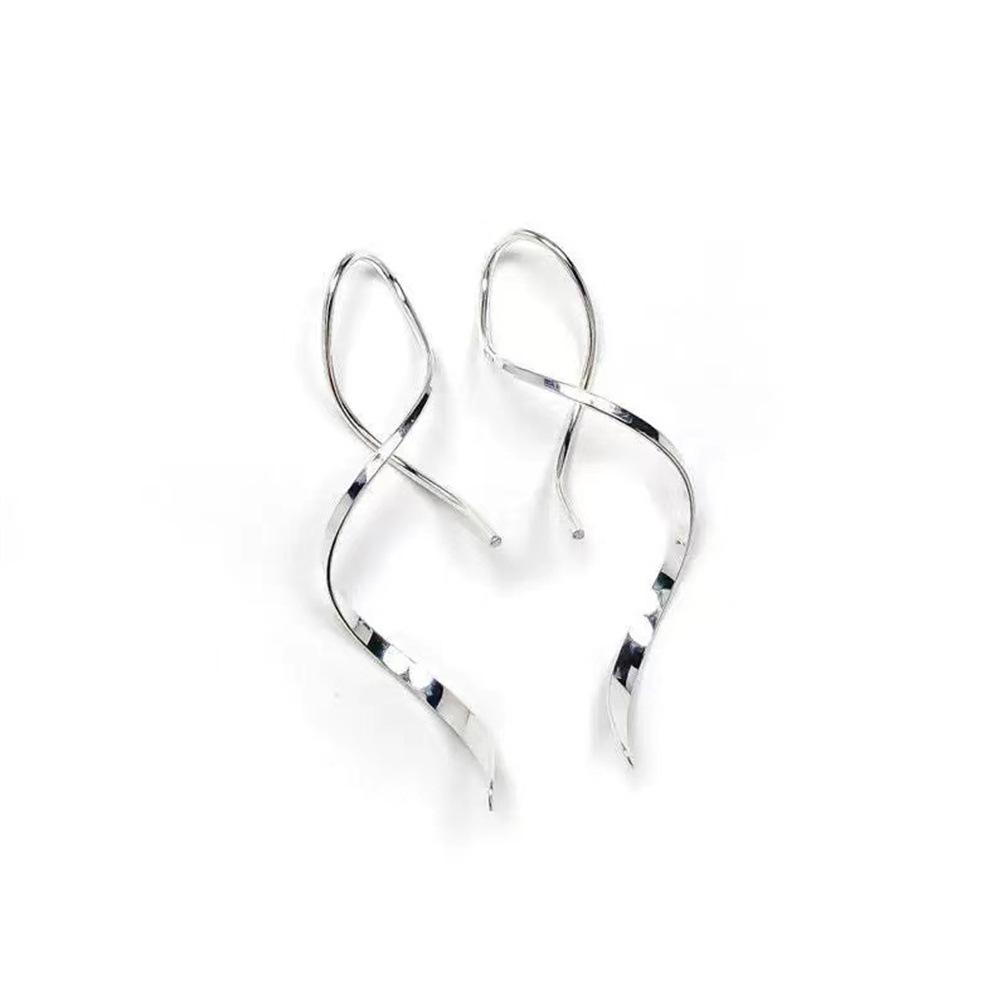 Simple Spiral Threader Earrings Women Irregular Helix Wave Curve Ear Line Cuff Stainless Steel Dangling Earring Fashion Jewelry