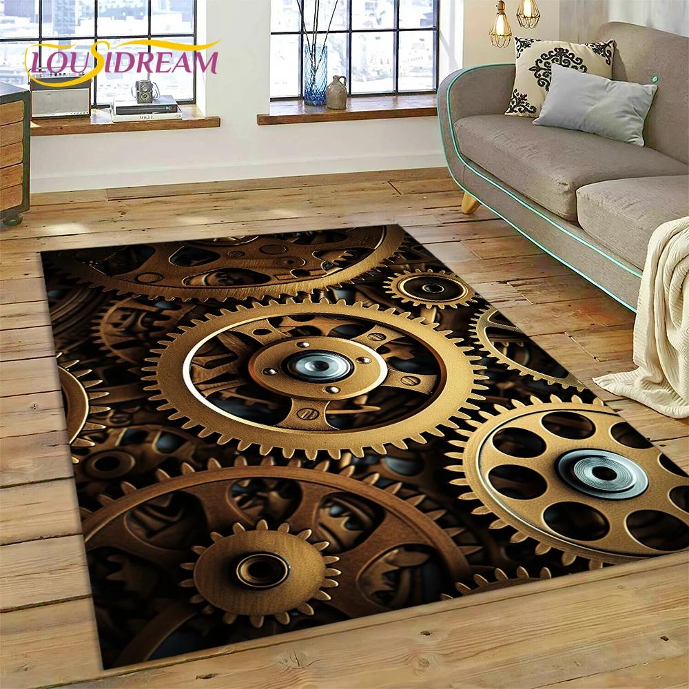3D Mechanical Cogs Gears Steampunk Rug Carpet for Living Room Bedroom Decor,floor Mat Non-slip Decoration for Sofa Doormat Gifts