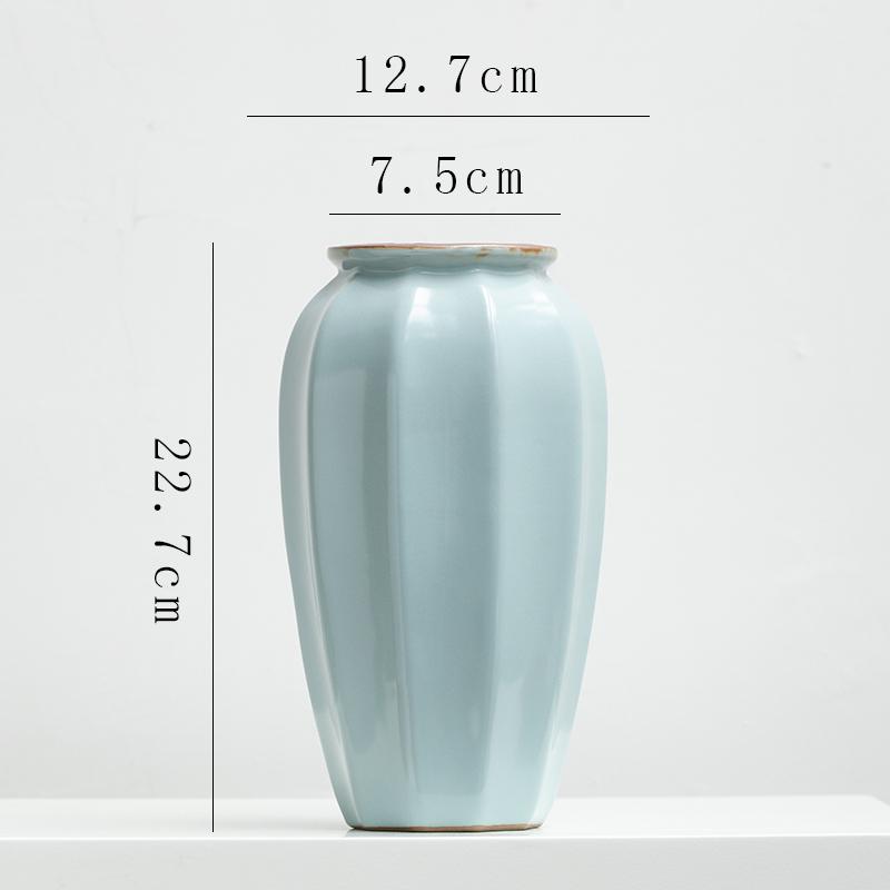 Chinese Zen Ru Kiln Ceramic Vase for Home Decor: Ideal for Living Room or Entryway Flower Arrangements and Green Plants