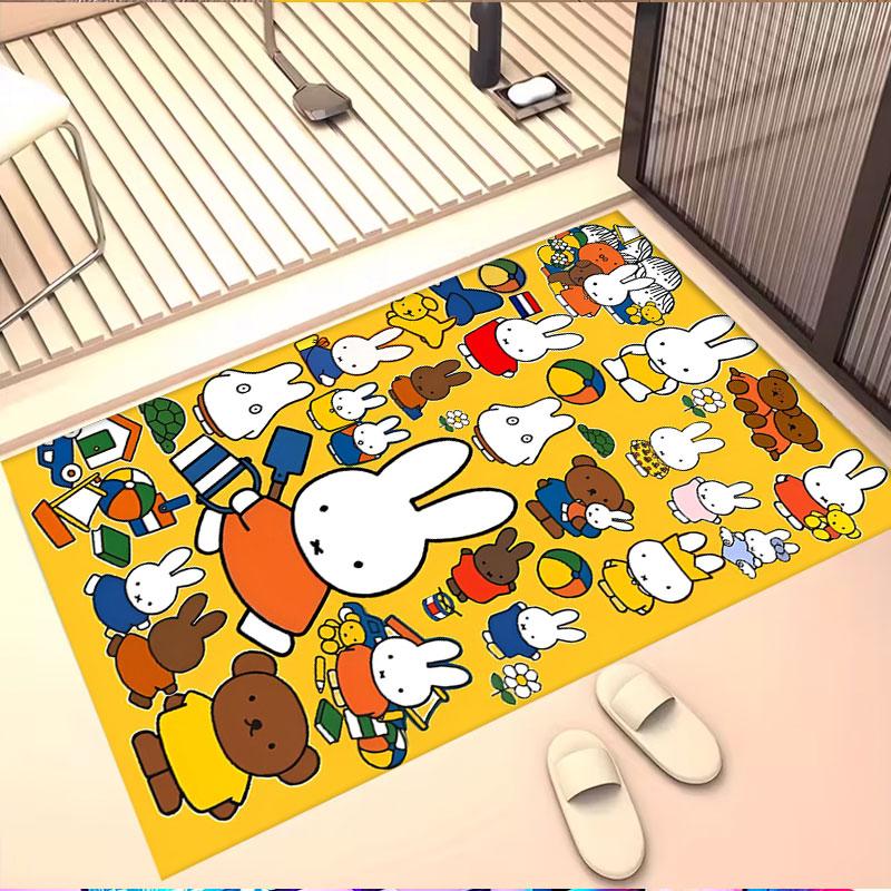 Miffy Print Rug, Washable Floor Carpet, For Entryway Dorm Laundry Room Office Study, Home Decor Birthday Christmas Gift