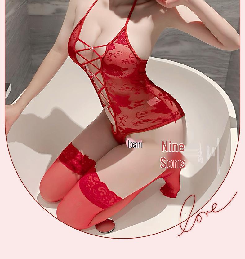 Nine Miles Clear River Lace Halter Bodysuit: Sexy, Sheer, Tempting Women's Lingerie