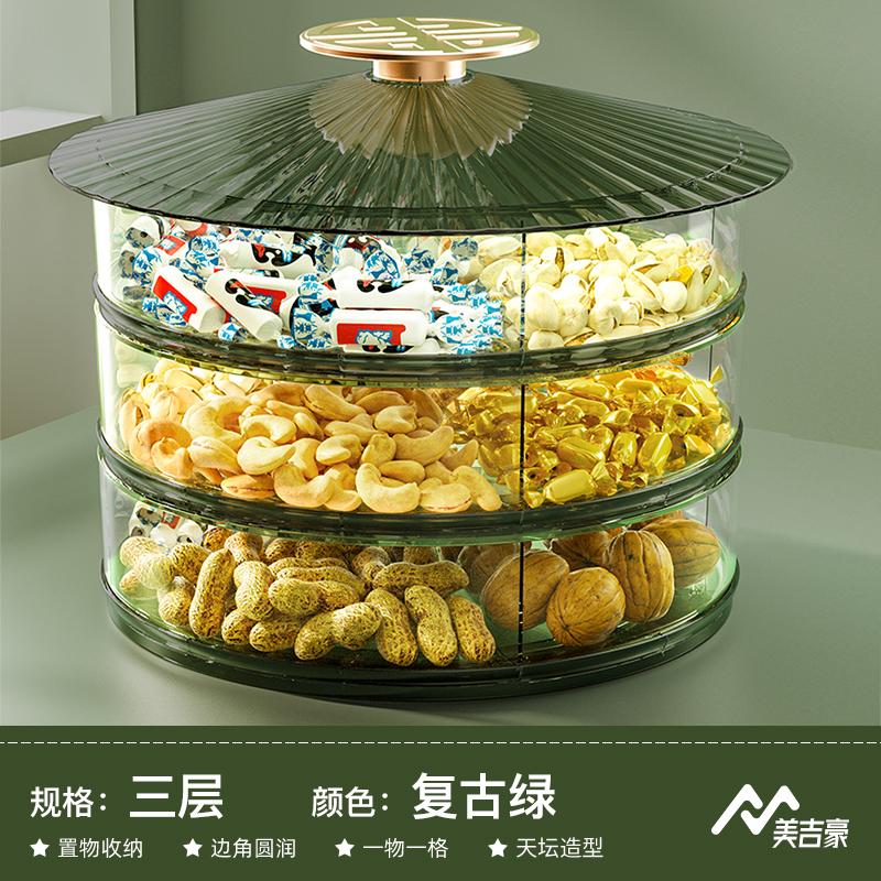 Plastic Dried Fruit Box Squirrel Cover Round Snack Tray Candy Box Food Organizer Melon Seed Nut Dried Fruit Plate Storage Boxes