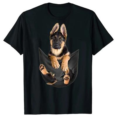 Schäferhund in Tasche Lustiges Hundeliebhaber-Geschenk T-Shirt Street Kurzarm Geburtstag Sommerstil Oberteil für Männer und Frauen erhältlich