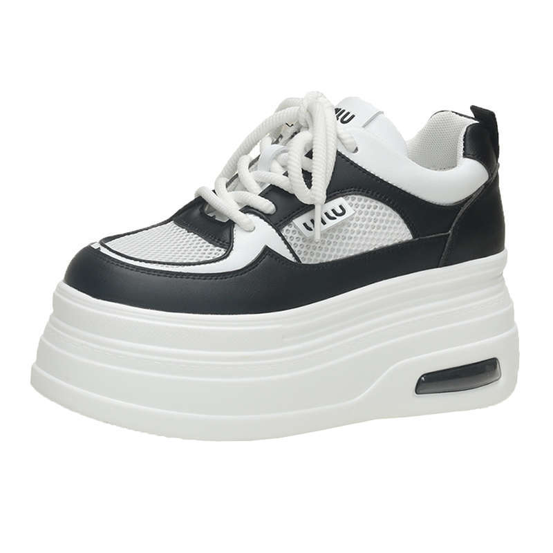 Super thick-soled heightening little white shoes women's 2025 new summer mesh breathable women's shoes lightweight and versatile casual muffin shoes