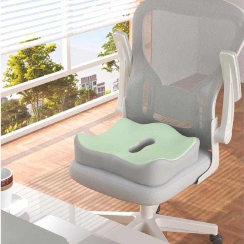 Memory Foam Seat Cushion - 3D Ergonomic Support| Light Green & Grey, Washable Polyester, Car/Office Essentials Home Decor