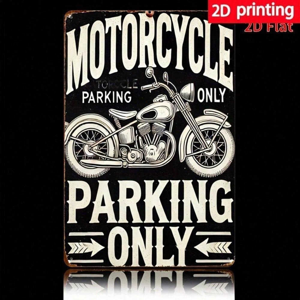 Vintage Motorcycle Parking Metal Sign 8x12 Inch Waterproof Rustproof Flat Iron Wall Decor For Home Bar Cafe Classic Style