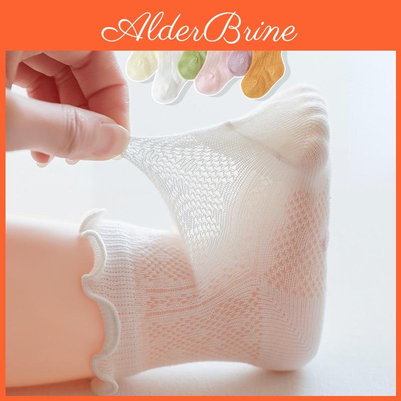 Baby Breathable Summer Mesh Spring Socklet Socks Solid Color Cotton Newborn Cuffed Sock Toddler Baby Girls Thin Sheer Socks