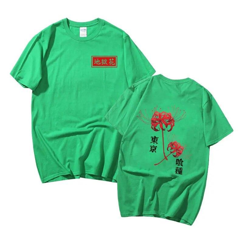 Japanese Unisexga Unisex Women Fashion Kanekiken T-shirts Anime Tokyo Ghoul Spider Lily Print Tshirt Unisex Women Harajuku Casual T Shirt
