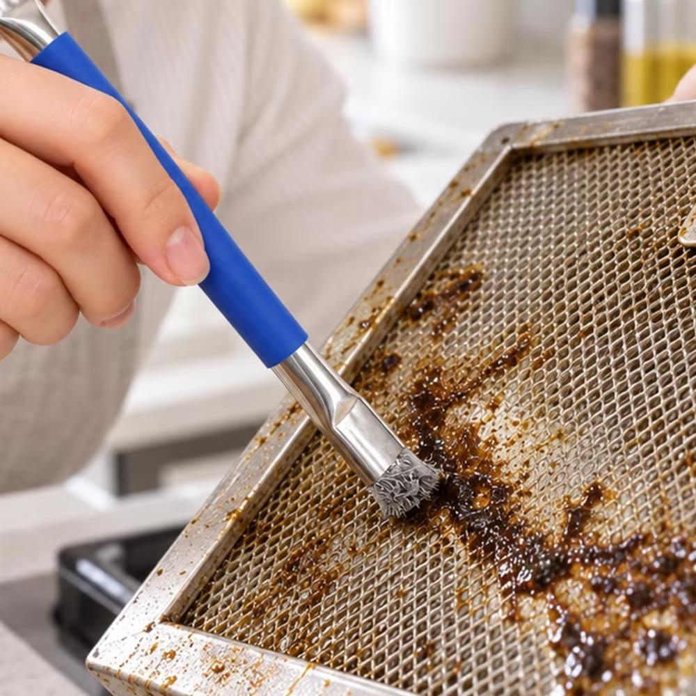 10/1PCS Kitchen Gas Stove Cleaning Brush Long Handle Double Ended Wire Brush Multi-functional Rust Grease Stain Cleaning Brush