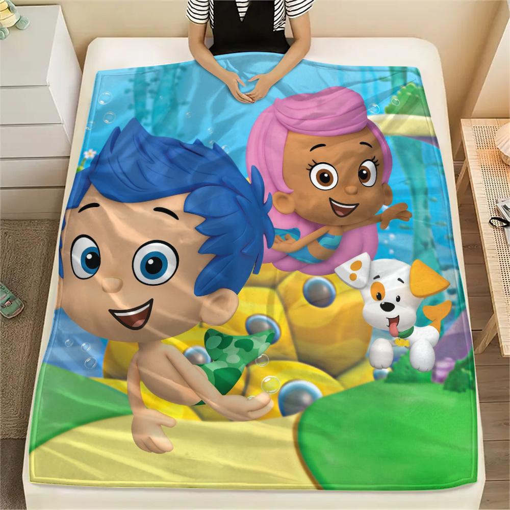 Bubble Guppies  Print Flannel Blanket, High Quality Comfortable for All Seasons, Home Decor, Warmth and Comfort