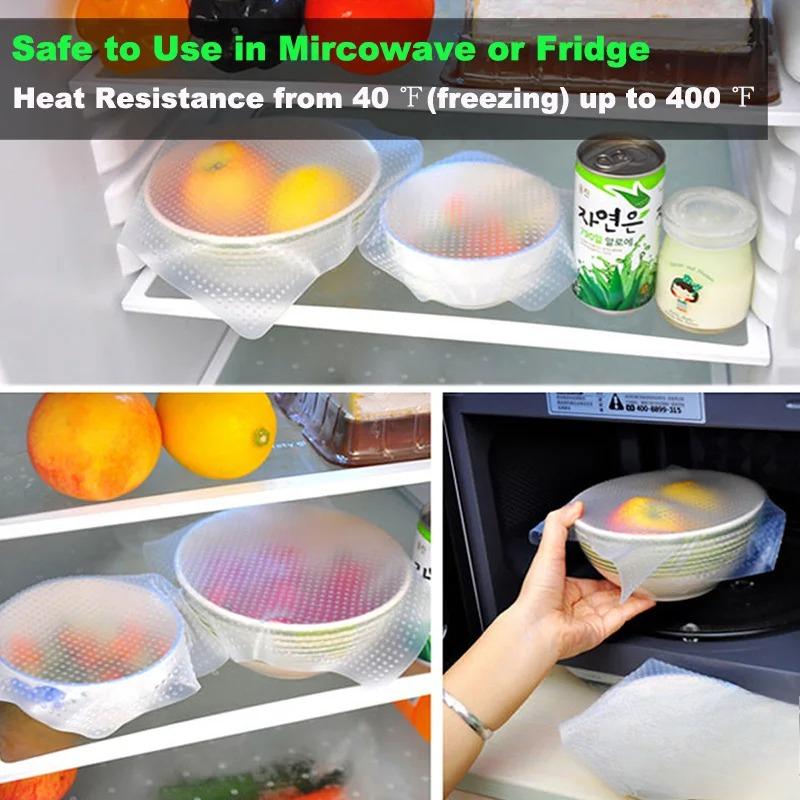 1/2PCS Silicone Reusable Food Storage Silicone Lids Plastic Wrap Food Microwave Splatter Cover Dishwasher Safe,BPA Free,Kitchen Tools