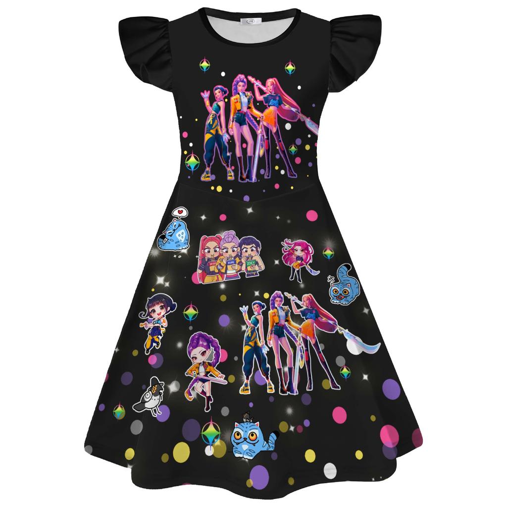Abiti Casual Semplici Versatili con Stampe alla Moda per Bambine Ragazze