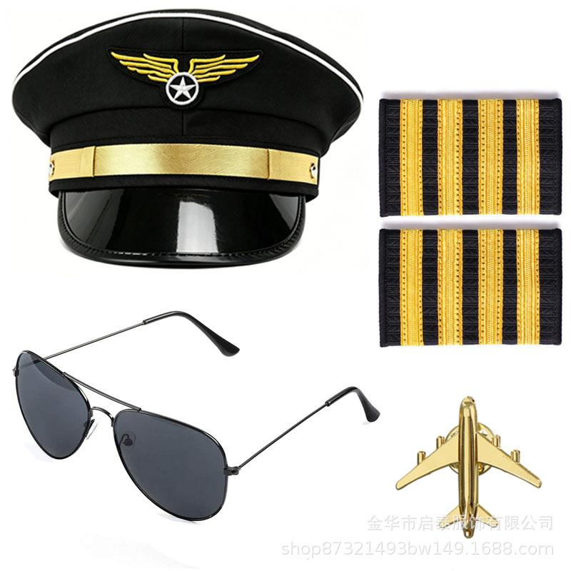 Halloween Costumes Pilot Captain Hat Uniform