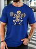 Squatting Skeleton Lifting Barbell Gym Graphic Unisexs Crew Neck Short Sleeve Cotton T Shirt Fitness Male Workout Casual Tee