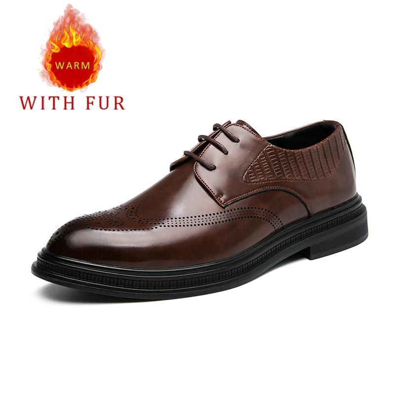 

Популярная мужская деловая обувь на осень и зиму в классическом британском джентльменском стиле для отдыха, вечеринки, свадьбы, теплая обувь для жениха 44