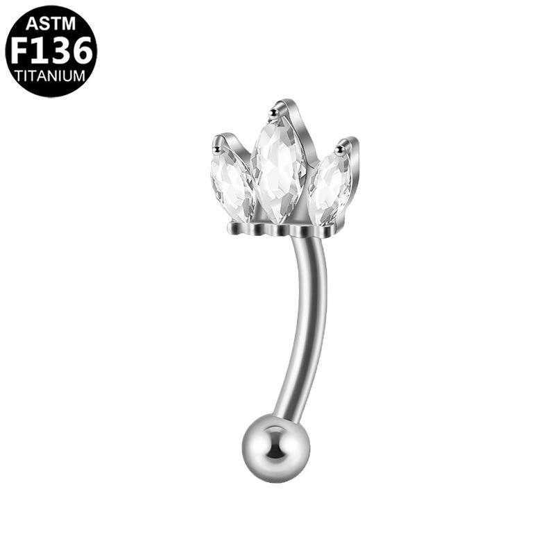 Titanium G23 Heart & Star Eyebrow and Ear Stud - 16G Curved Bar F136 Alloy