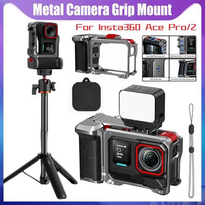 For Insta360 Ace Pro/2 Ergonomic Action Camera Cage Wear Resist Sports Camera Protective Case Detachable Camera Expand Accessory
