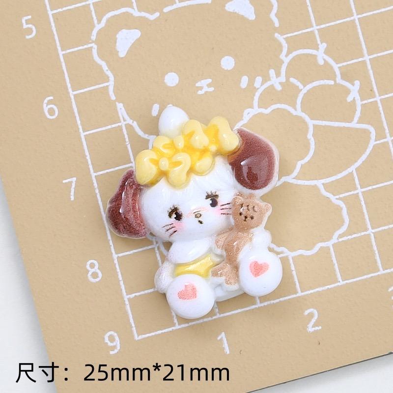 10Pcs New Cute Cartoon Bear, Cat, Dog Series Flat Back Resin Cabochons Scrapbooking DIY Jewelry Craft Decoration Accessorie