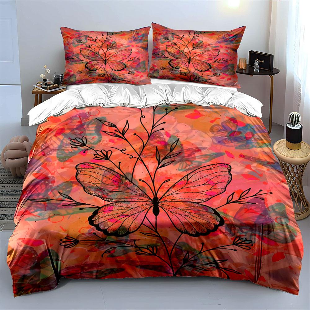 Butterfly Floral Bedding Set Bedding Duvet Cover Set Duvet Cover Pillowcases (1 * Duvet Cover 2 * Pillowcases, without duvet insert)