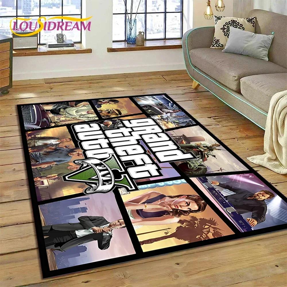 3D GTA Spiel Grand Theft Auto Gamer Teppich für Schlafzimmer Wohnzimmer Zuhause Sofa Dekoration, Kinder Spiel Große Dekor Bodenmatte