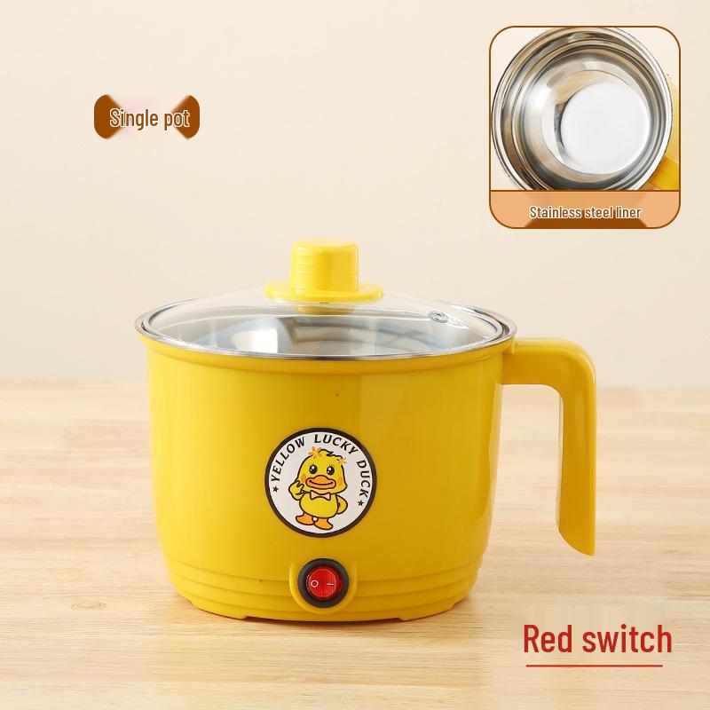 Little Yellow Duck Multi-Purpose Mini Electric Cooker: Non-Stick, Compact for Dorms and Homes, Perfect for Rice, Noodles, and More.