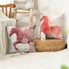 Horse New Year Cushion Cover Summer Linen Pillow Case Organic Fabric Cushion Cover Double-Sided Print Sofa Home Decor