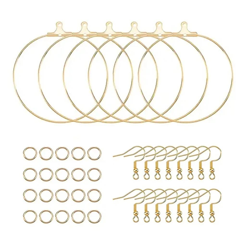 220pcs Earring Making Kit, 60pcs Earring Hooks, 100pcs Open Jump Rings And 100pcs Round Beaded Hoop Earrings Supplies