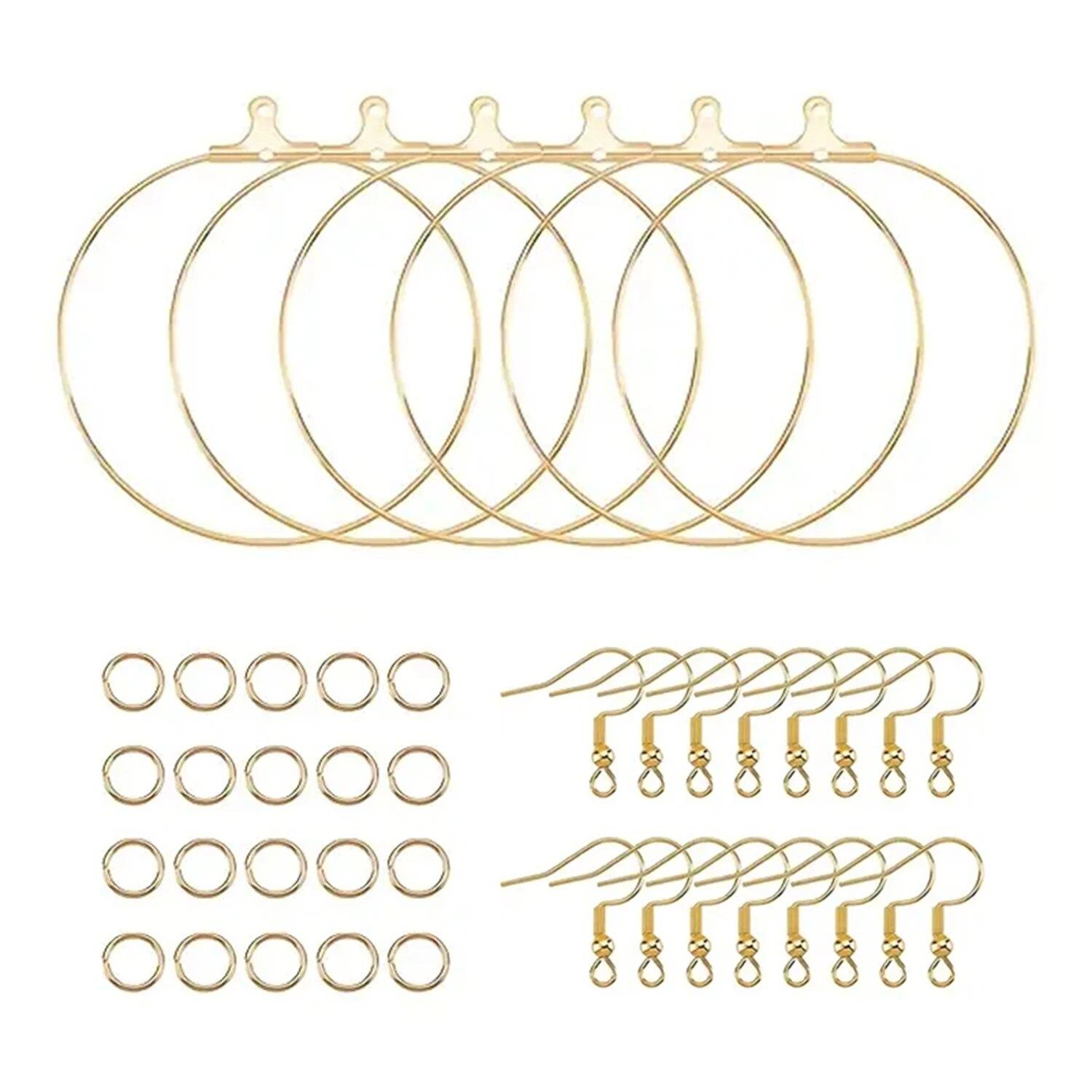 

220pcs Earring Making Kit, 60pcs Earring Hooks, 100pcs Open Jump Rings And 100pcs Round Beaded Hoop Earrings Supplies