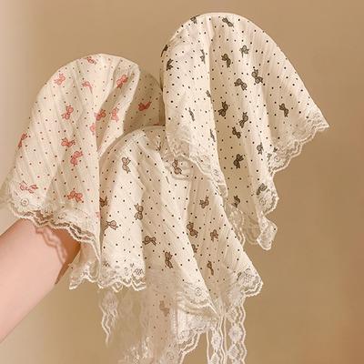 Korean Bowknot Hair Scarf Triangle Blue Neck Scarf Soft Hair Wrap Pastoral Style Hair Bandanas for Women Girls Hair Accesories