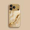 Golden Marble Waves Gold Metallic Paint Tempered Glass Phone Case For iPhone 17 Pro Max 11 12 13 14 15 16 Plus 17 Air 16E Cover