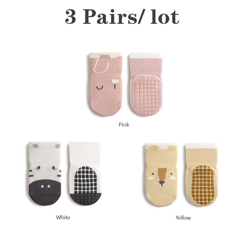 

3 Pairs/Lot Baby Anti-Slip Socks Soft Cotton Toddler Socks Infant Newborn Floor Stockings For Girls And Boys Accessories S(0-1Y)