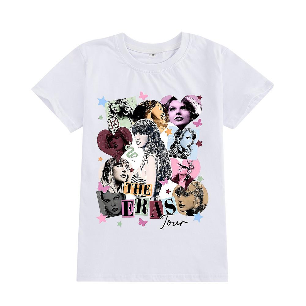 A946 Kinder Jungen Mädchen Taylor Swift Aufdruck Kurzarm T-Shirt 150cm white