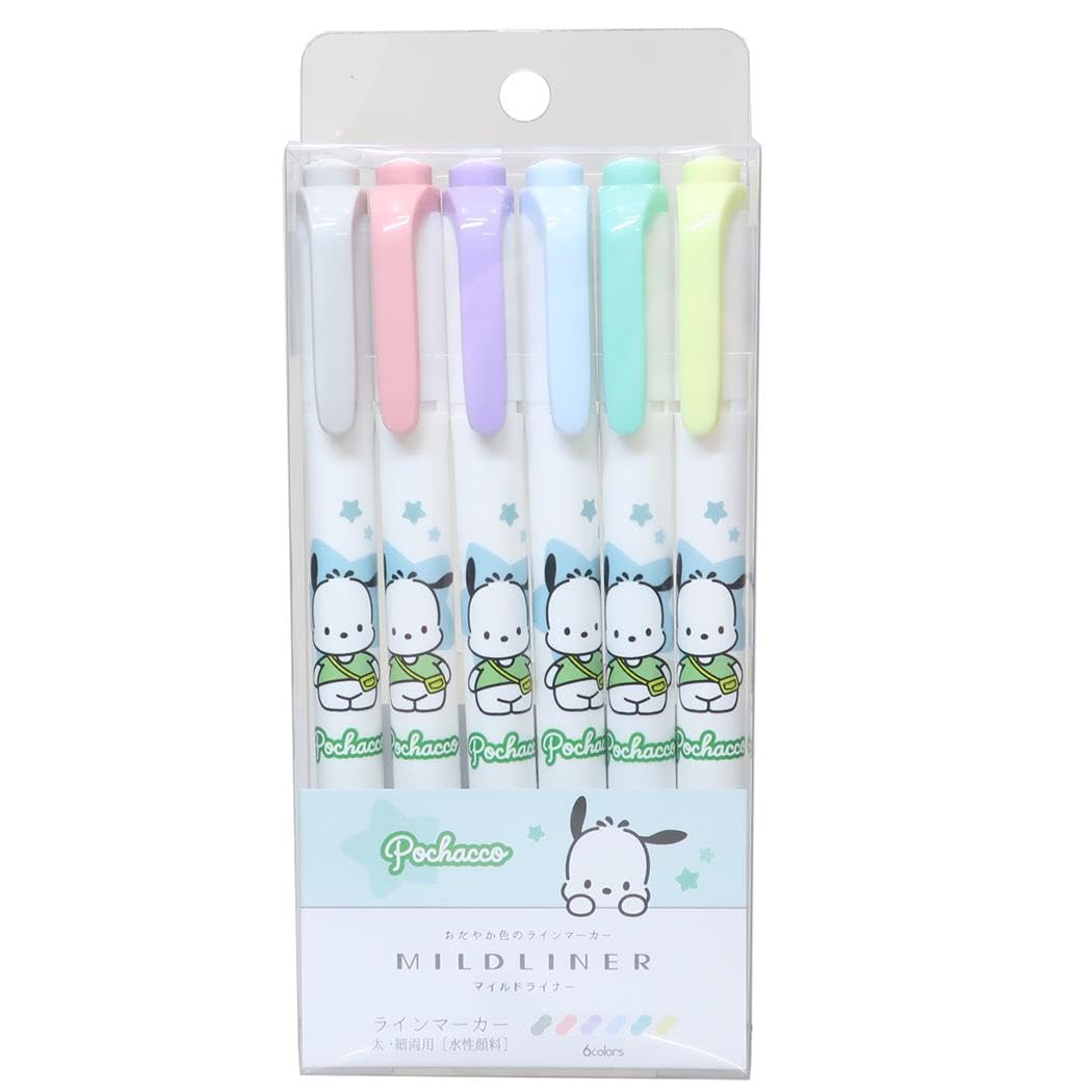 Sanrio Pochacco Mildliner Marker Set 6-Color